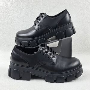 Steve Madden Cesare Leather Chunky Oxford Shoes Men's Size 9 Black Lace Up Derby